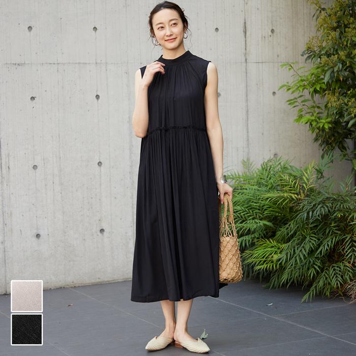 ワンピース レディース ノースリーブ フレア 裾フリル スタンドカラー バンドカラー Aライン 無地 薄手 ss Coca コカ メール便不可 Coca コカ 16 02 Coca 通販 Yahoo ショッピング