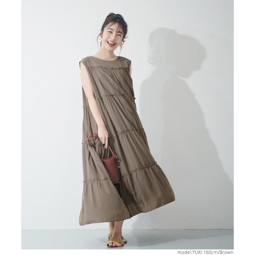 セール☆2290円→990円 メール便不可 ティアードワンピース ヴィンテージサテン レディース フレア ノースリーブ ラウンドネック Aライン :26-210300003-13:coca 通販 ヴィンテージサテンティアードワンピース