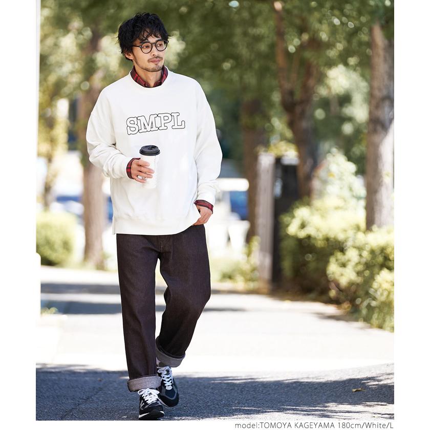 スウェット メンズ ロゴ 英字 長袖 ラウンドネック ミディアム丈