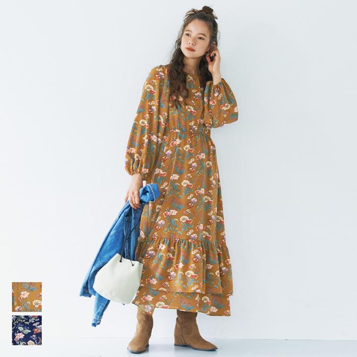 セール☆3490円→990円 ワンピース レディース ティアード ギャザー 花