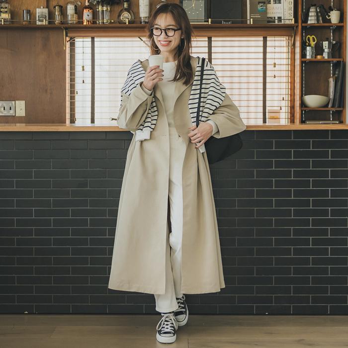 coca トレンチコート レディース Aライン ノーカラー ボリューム coca トレンチコート レディース Aライン ノーカラー ボリューム