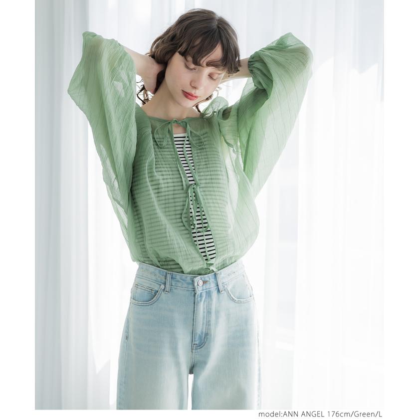 coca ブラウス レディース 2WAY カットソー リボン 透け感 バック  