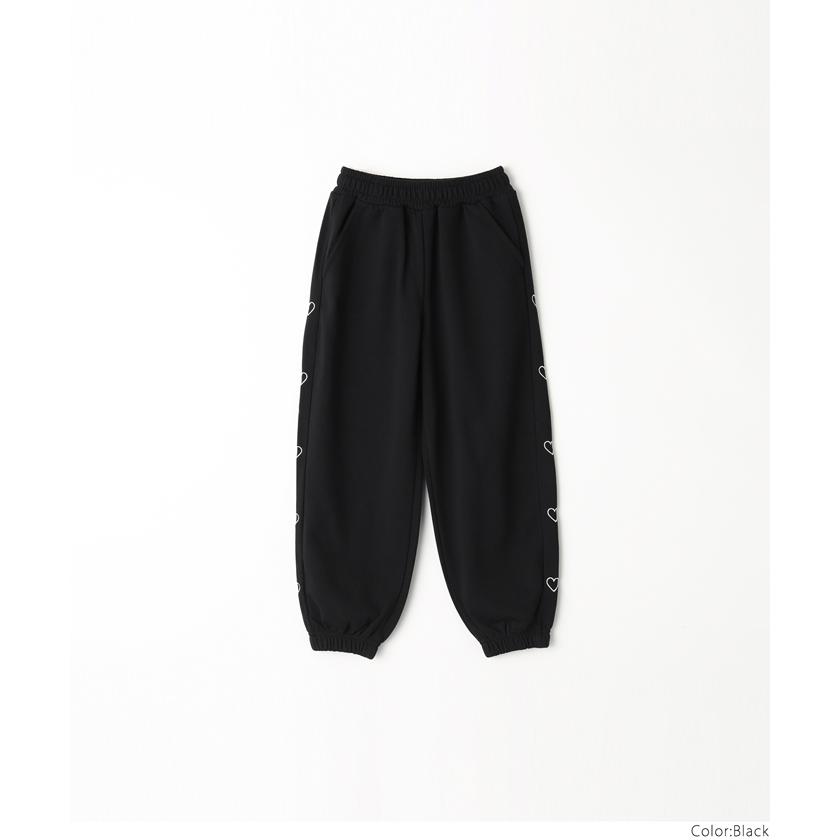 セール☆1690円→1490円 裏毛サイドハート刺繍ジョガーパンツ セール☆1690円→1490円 裏毛サイドハート刺繍ジョガーパンツ
