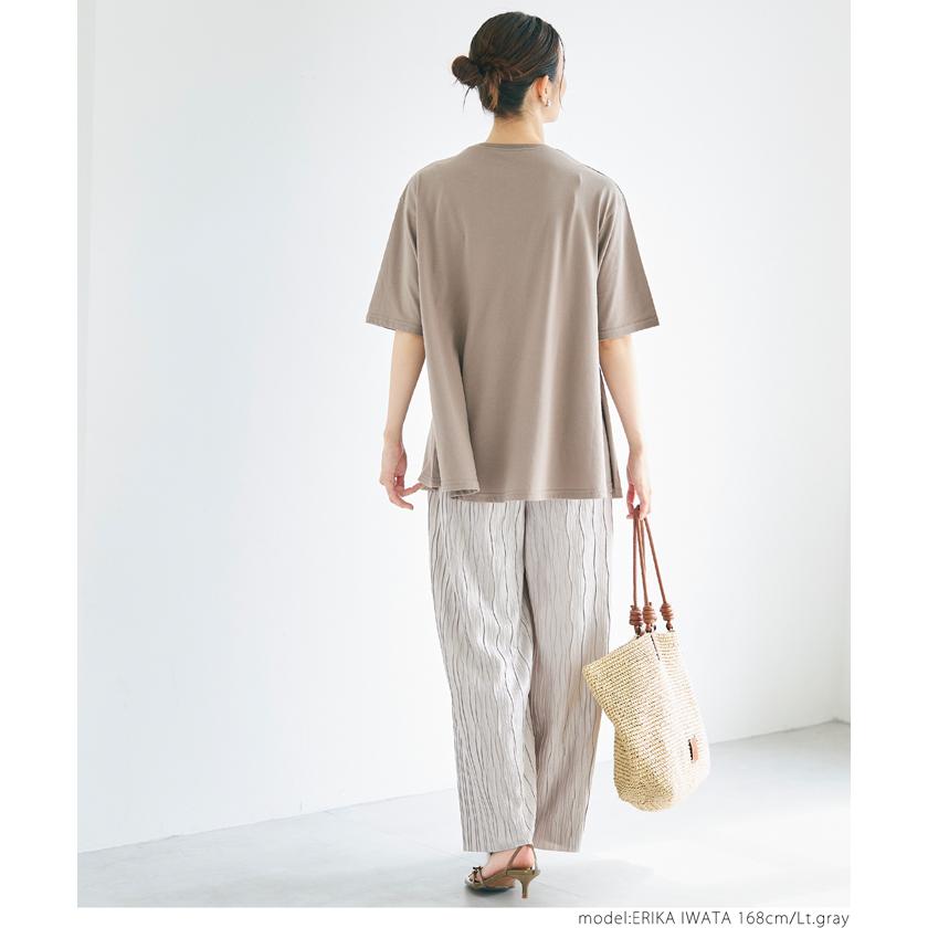 パンツ レディース ウェーブプリーツパンツ ラメ加工 ワイド カット 