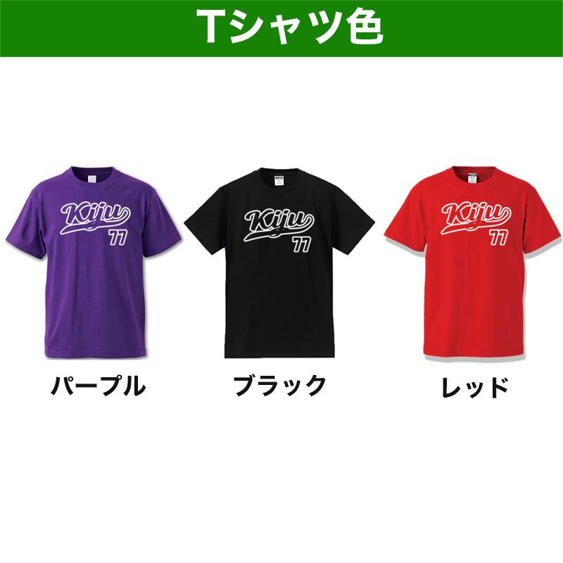 喜寿祝い Tシャツ 名入れ 77歳 プレゼント 男性 女性 お祝い 半袖 ティーシャツ 誕生日 野球 紫 喜寿 プリント パープル 名前入れ オリジナル |  | 01
