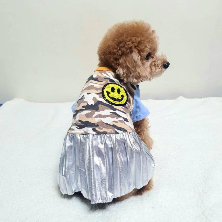 犬 服 セール かわいい ワンピース 小型犬 中型犬 春 秋 迷彩 スマイル 