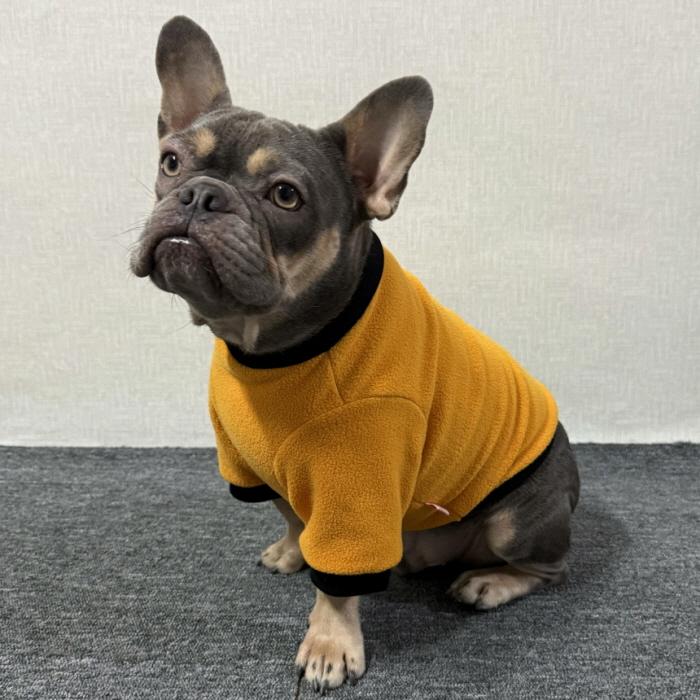 フレブル 服 フレンチブルドッグ 2XL フリース 無地 長袖 Tシャツ 冬