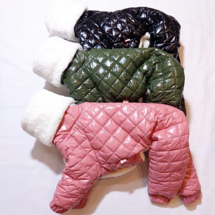 イタグレ服 中綿 キルティング ロンパース ダウン コート 小型犬