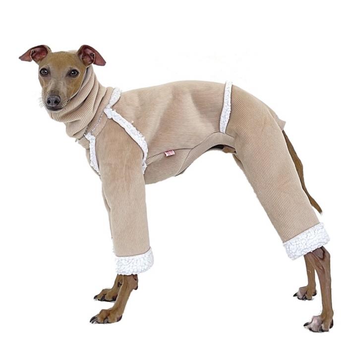 イタグレ服 ムートン 無地 ロンパース つなぎ 小型犬 中型犬