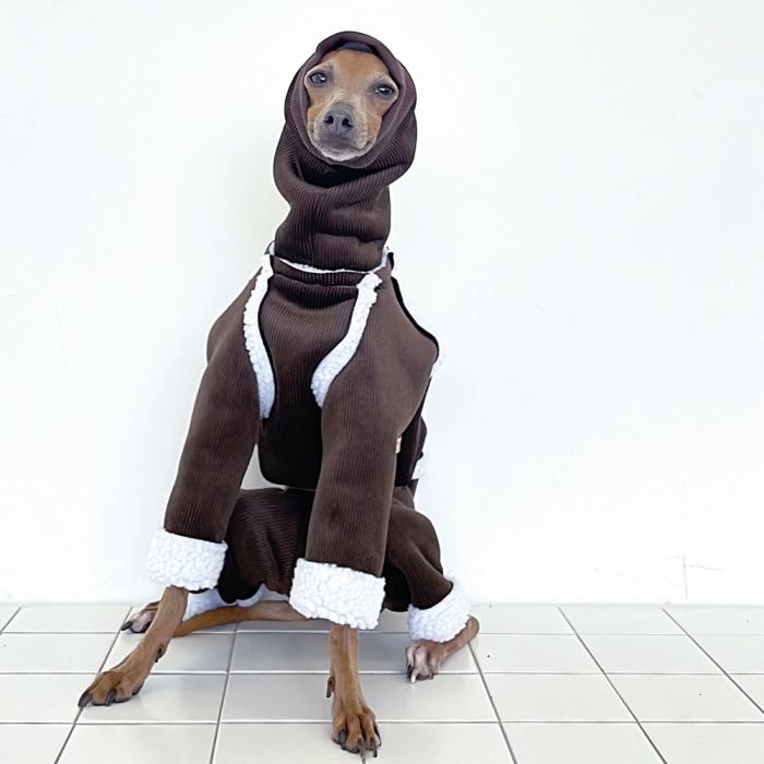イタグレ服 ムートン 無地 ロンパース つなぎ S M L XL 2XL 3XL 小型犬 中型犬 大型犬 防寒 保温 韓国 おしゃれ コート 春 初秋 秋 冬 doggystar |  | 17