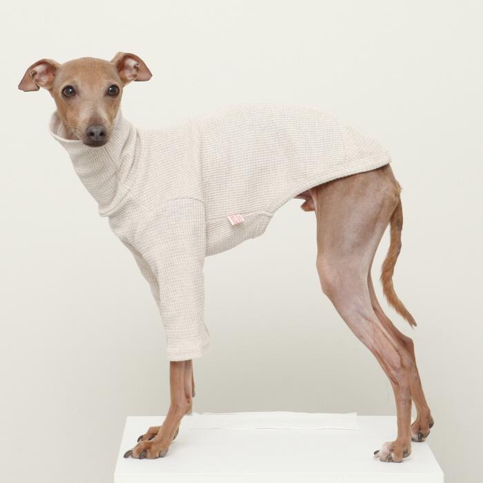ウィペット服 ワッフル 無地 長袖 Tシャツ 中型犬 大型犬 イタグレ服