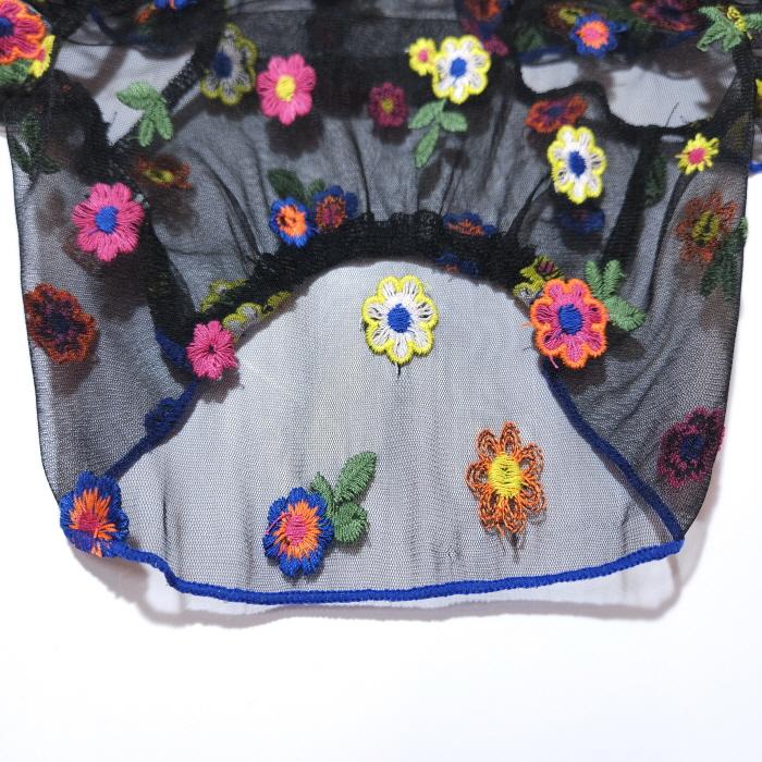 イタグレ服 シースルー 花柄 刺繍 チュール フリル ブラウス S M L XL 2XL 3XL 小型犬 中型犬 大型犬 春 夏 doggystar ドッギースター |  | 04