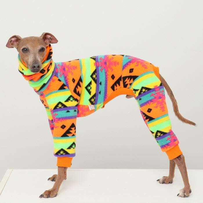 イタグレ服 ネイティブ柄 迷彩柄 フリース ロンパース S M L XL 2XL 3XL 小型犬 中型犬 大型犬 秋冬 doggystar |  | 15
