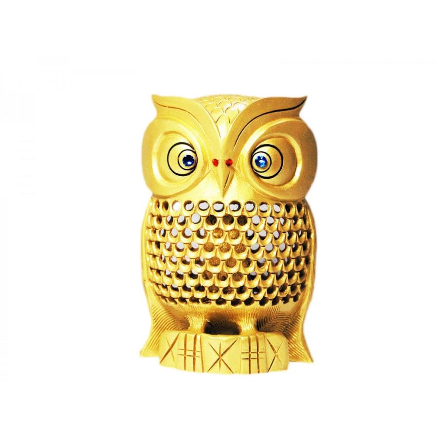 金運を呼ぶ金の鳥 金色フクロウ 15ｃｍ シマフクロウ 二重彫り 透かし彫り お腹の中にもふくろう 置物 一木彫 彫刻 幸せダブル Fdc1510g コッキーyahoo 店 通販 Yahoo ショッピング