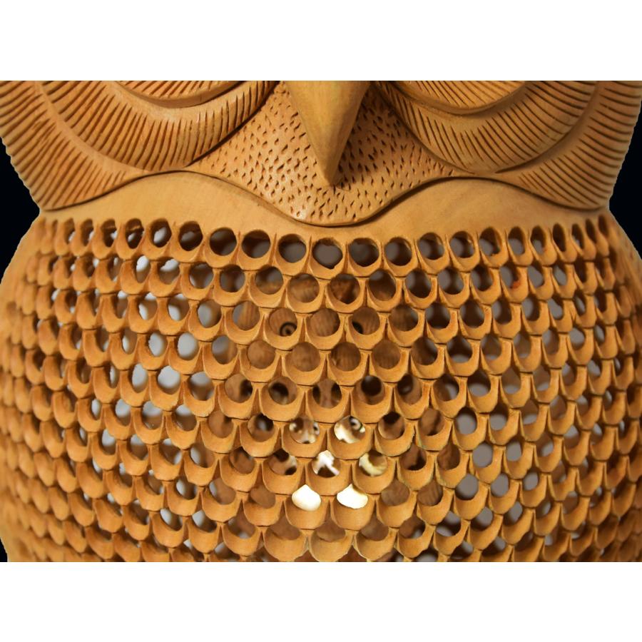 フクロウ 置物 木彫り 三重透かし彫り ふくろう 縁起物 大サイズ フクロウ 置物 木彫り 三重透かし彫り ふくろう 縁起物 大サイズ