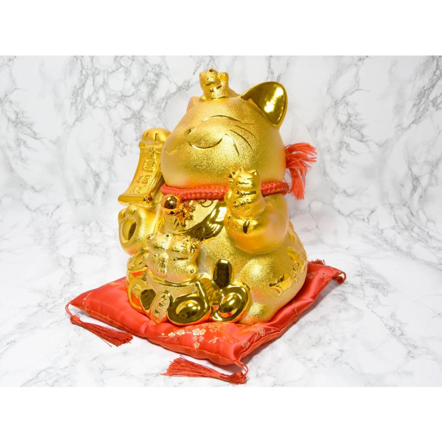 招き猫 置物 金猫 子福猫 陶磁器 縁起物 金運 商売繁盛 招福