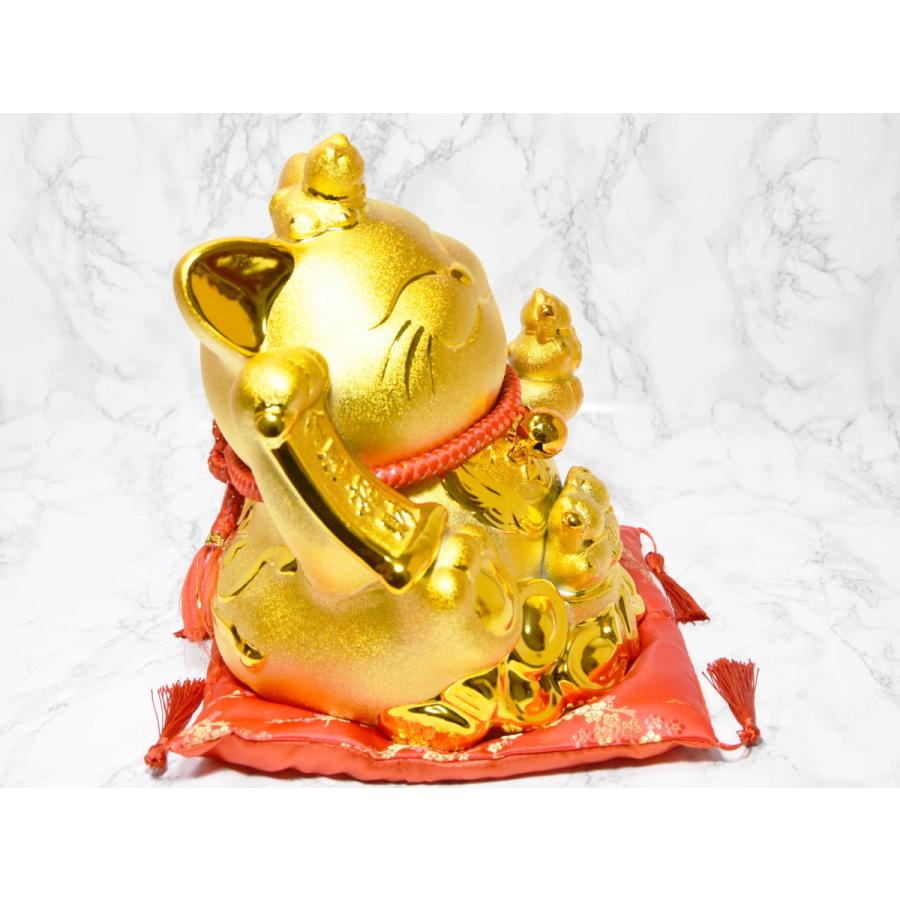 招き猫 置物 金猫 子福猫 陶磁器 縁起物 金運 商売繁盛 招福