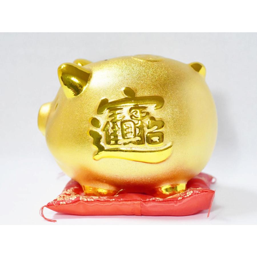 金豚 特大サイズ 置物 貯金箱 黄金 ブタ 亥年 陶磁器 金運 赤座布団付