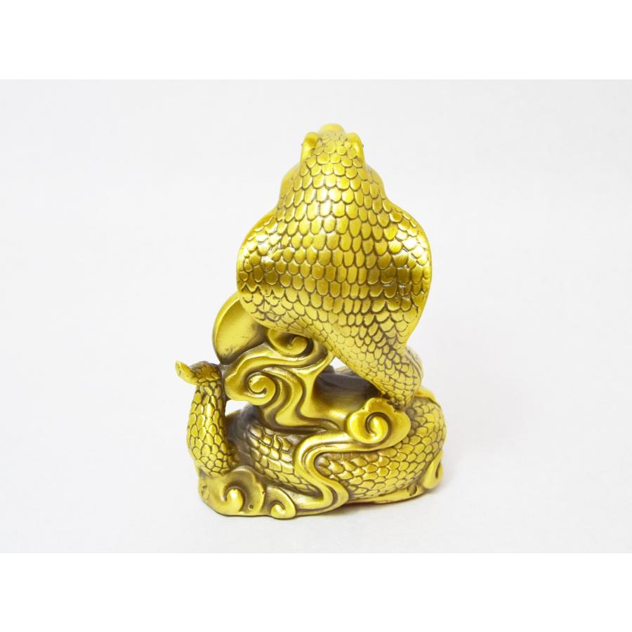 蛇（巳）置物 巳年 蛇 置物 金 ヘビ 干支巳 五帝銭付き 風水 黄銅製 | 世界の