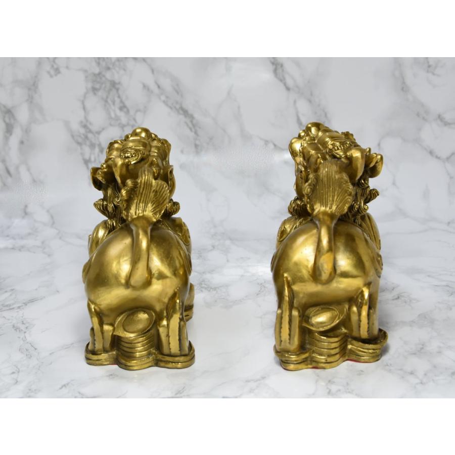 貔貅 置物 風水 ヒキュウ 特大サイズ 銅製 雄雌一対 十帝銭 聚宝盆付き