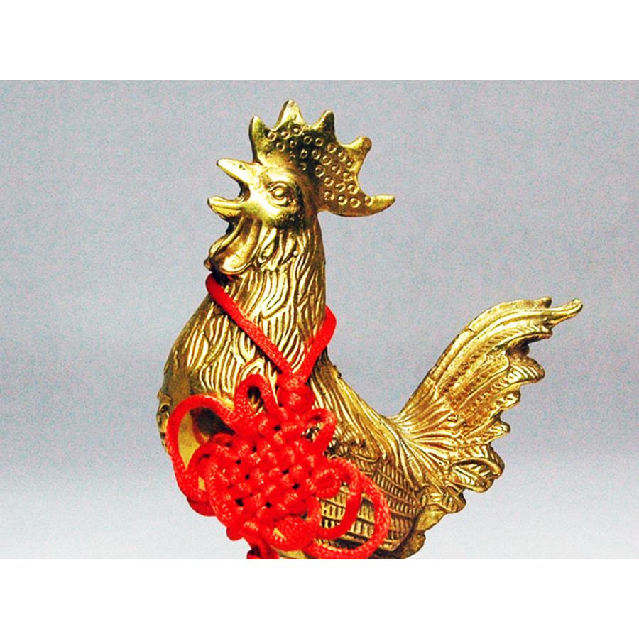 酉 金 トリ 置物 鶏 干支 五帝銭付き 風水 金運 黄銅製 : コッキー