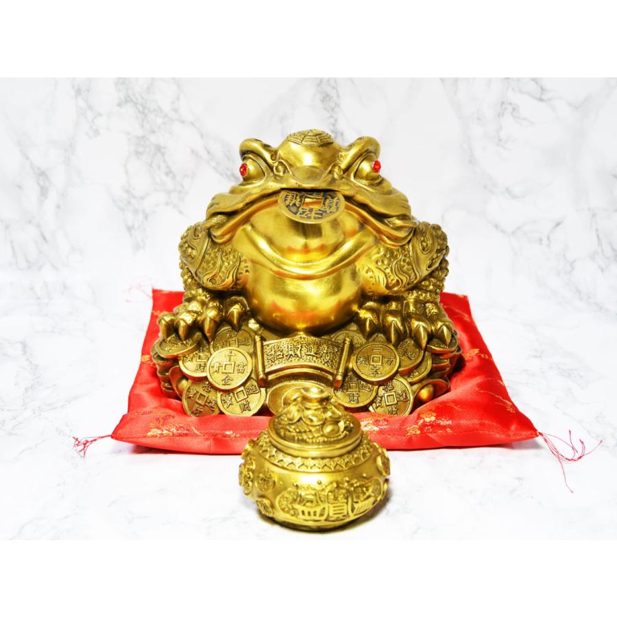 三脚蛙 置物 特大サイズ 聚宝盆 銅製 三本脚 カエル 風水 三脚蟾蜍 金