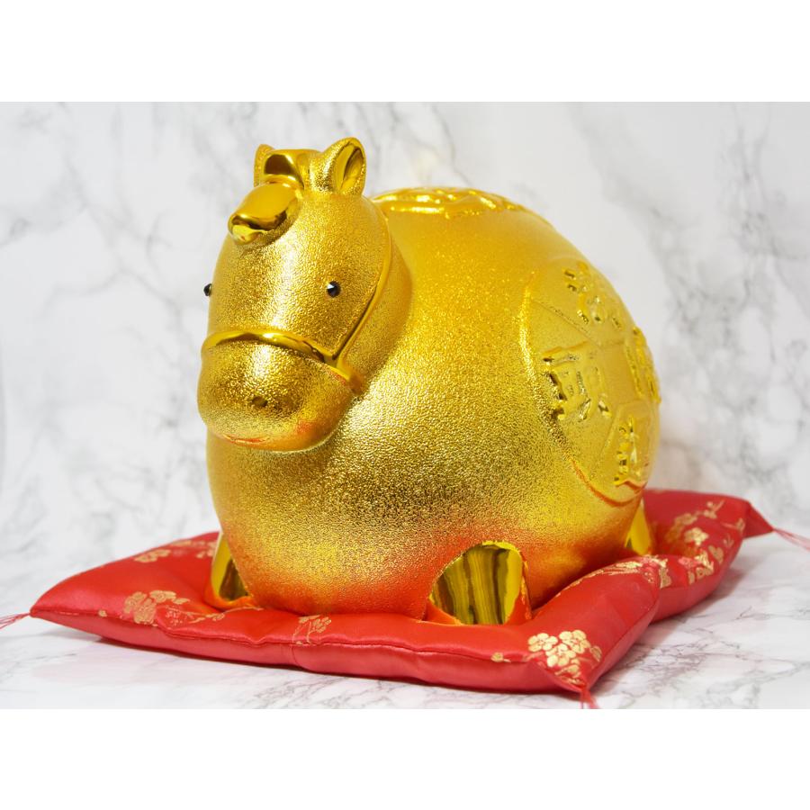 黄金の馬 2026年 干支 午年 置物置物 貯金箱 招財 金運 仕事運 赤