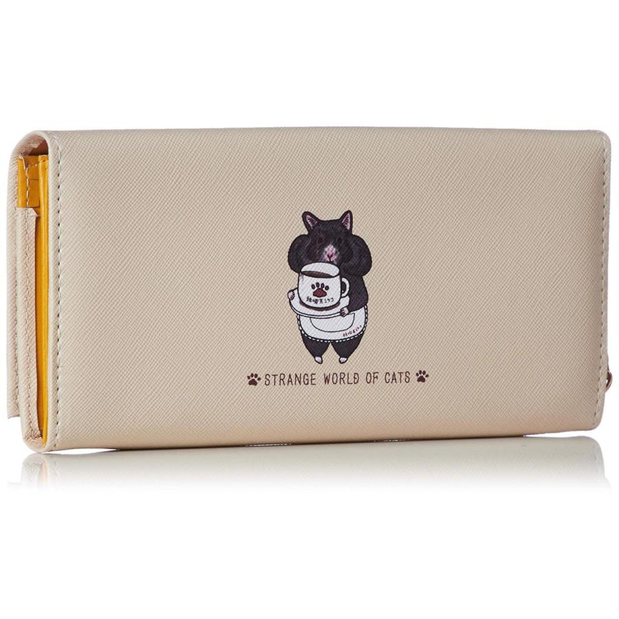 お求めやすく価格改定 ヨニモフシギナネコセカイ 世にも不思議な猫世界 ベージュ Yn115be 3 横長カブセワレット バッグ