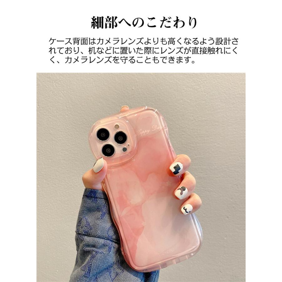 iPhone 14 Plus  Pro ProMax ソフトケース シリコン素材  波仕様 ぼかしの水彩  レディース  CASE  耐衝撃 人気 背面カバー 強化ガラスフィルム おまけ付き｜coco-fit2018｜09