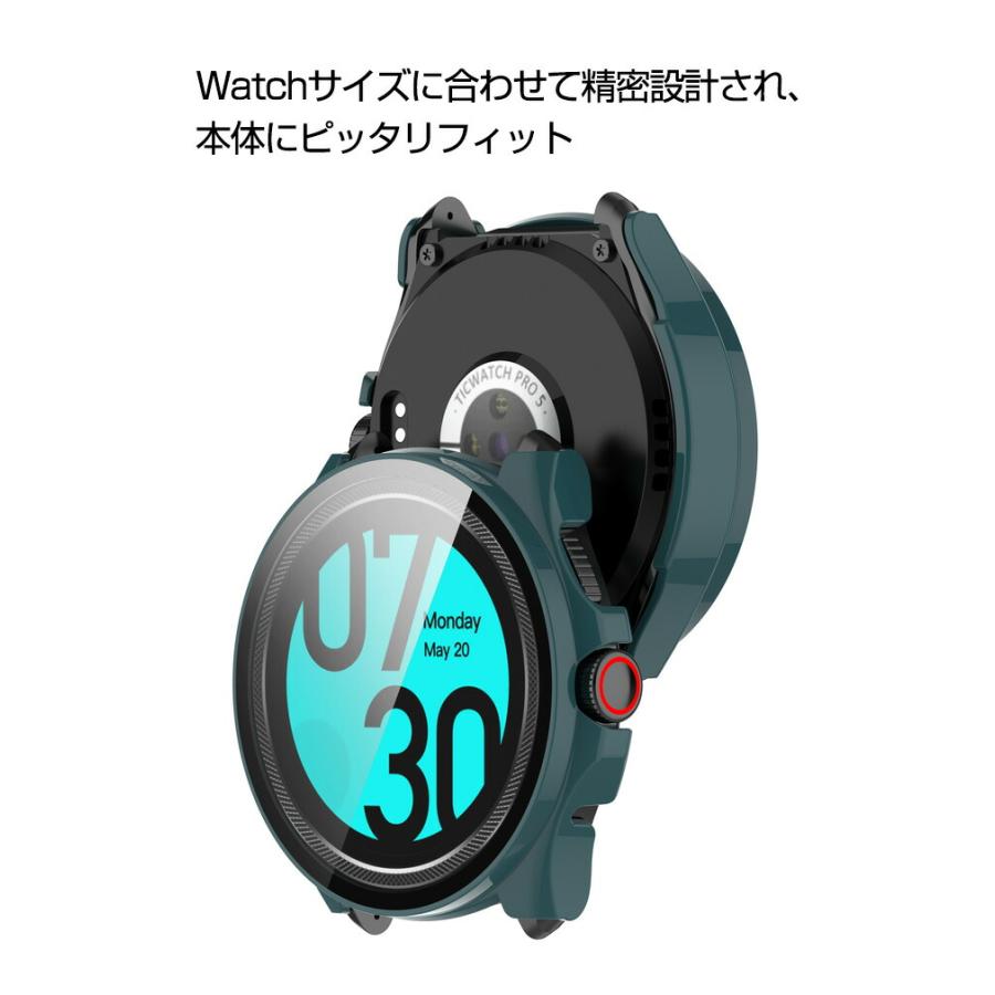 Ticwatch Pro 5 ケース PC素材+強化ガラス フルカバー 液晶保護 マルチカラー クリア シンプルで CASE 落下衝撃 フィルム一体 人気 保護ケース カバー｜coco-fit2018｜10