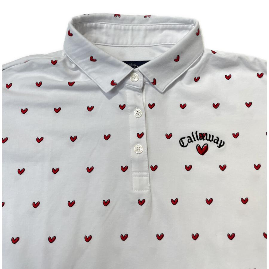 Callaway レディース ゴルフシャツ ハート柄 ホワイト L Callaway レディース ゴルフシャツ ハート柄 ホワイト L