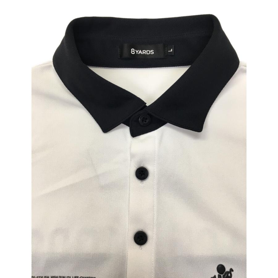 coco 中古 ハチヤーズ 8YARDS メンズ 半袖ポロシャツ L 白×黒 ホワイト