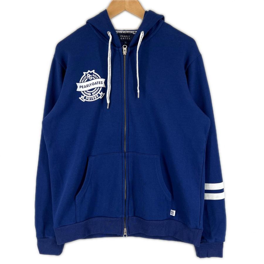 ○★新品未使用　PEARLY GATES　裏毛フルジップパーカー　5　ネイビー PEARLY GATES（パーリーゲイツ） coco 中古 メンズ パーカー 5(L) 青
