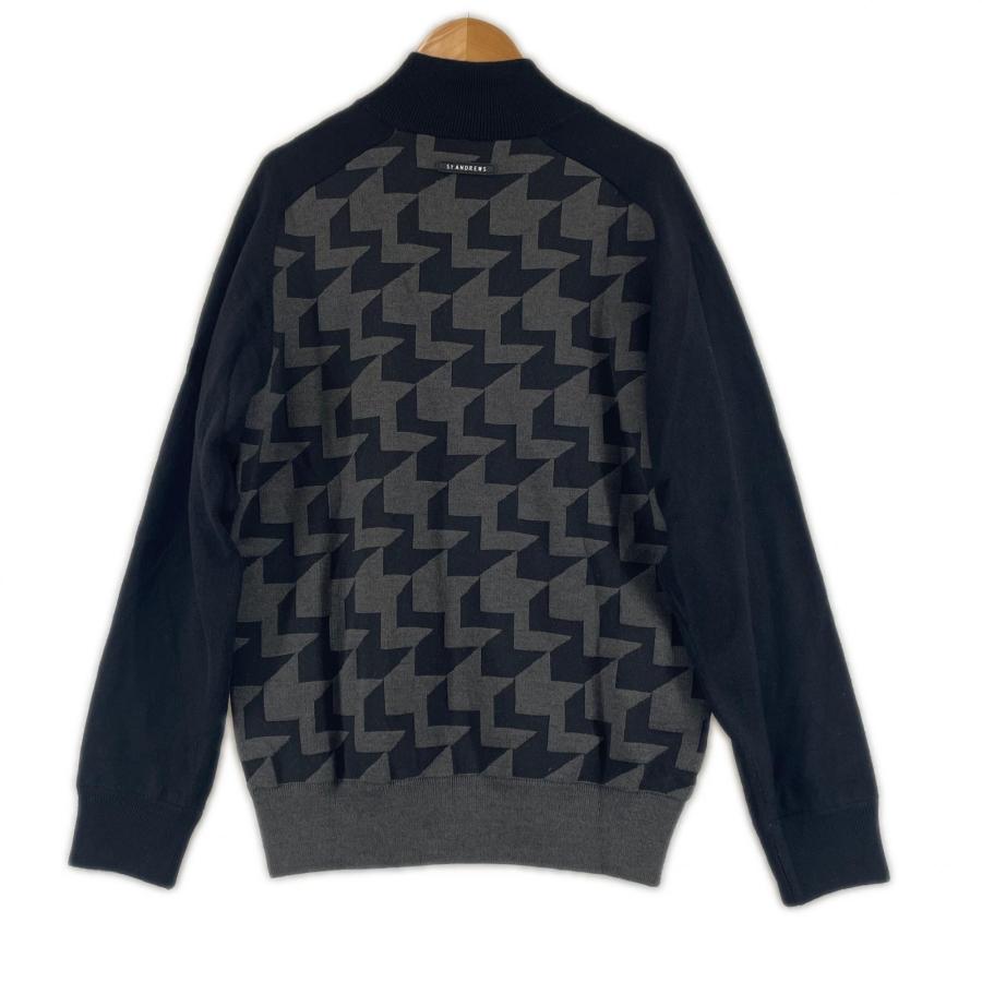 coco 中古 セントアンドリュース StANDREWS メンズ ニットアウター M 黒×グレー 千鳥格子 蓄熱裏地 レターパックプラス発送可 105375_1