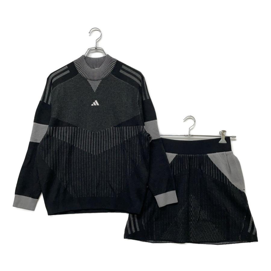 アディダス セットアップ ゴルフウェア フレアスカート モックネック 黒 グレー adidas（アディダス） coco 中古 アディダスゴルフ adidas GOLF