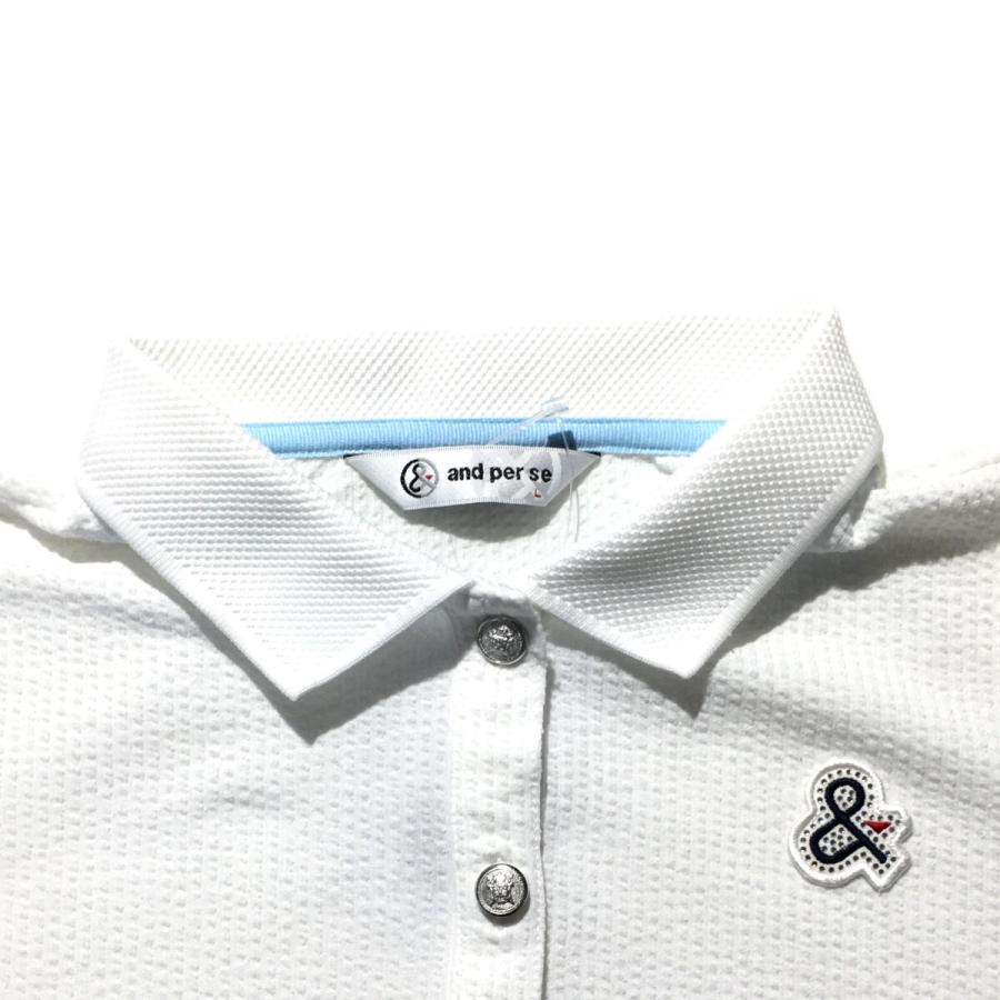 coco 中古 アンパスィ and per se レディース ワンピース M 白×紺 ホワイト 半袖ポロワンピース ストライプ ゴルフ coco アンパスィ and per se レディース ワンピース M 白 and