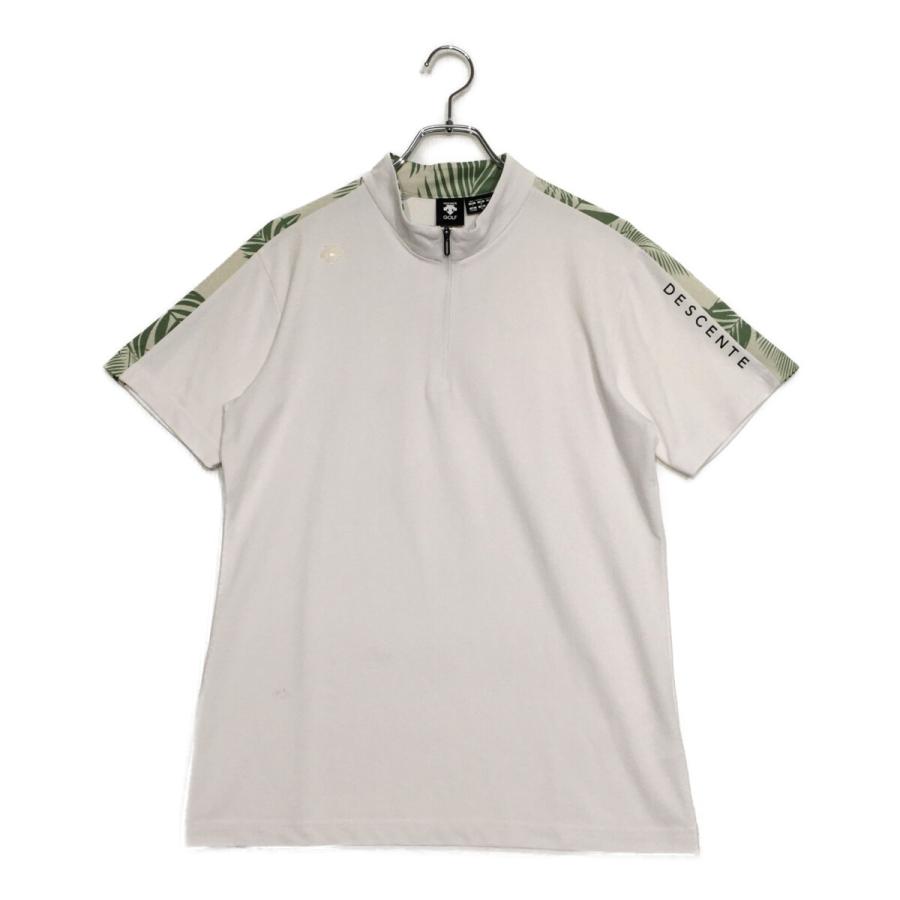 DESCENTE GOLF coco 中古 デサントゴルフ メンズ 半袖シャツ L 白×緑 