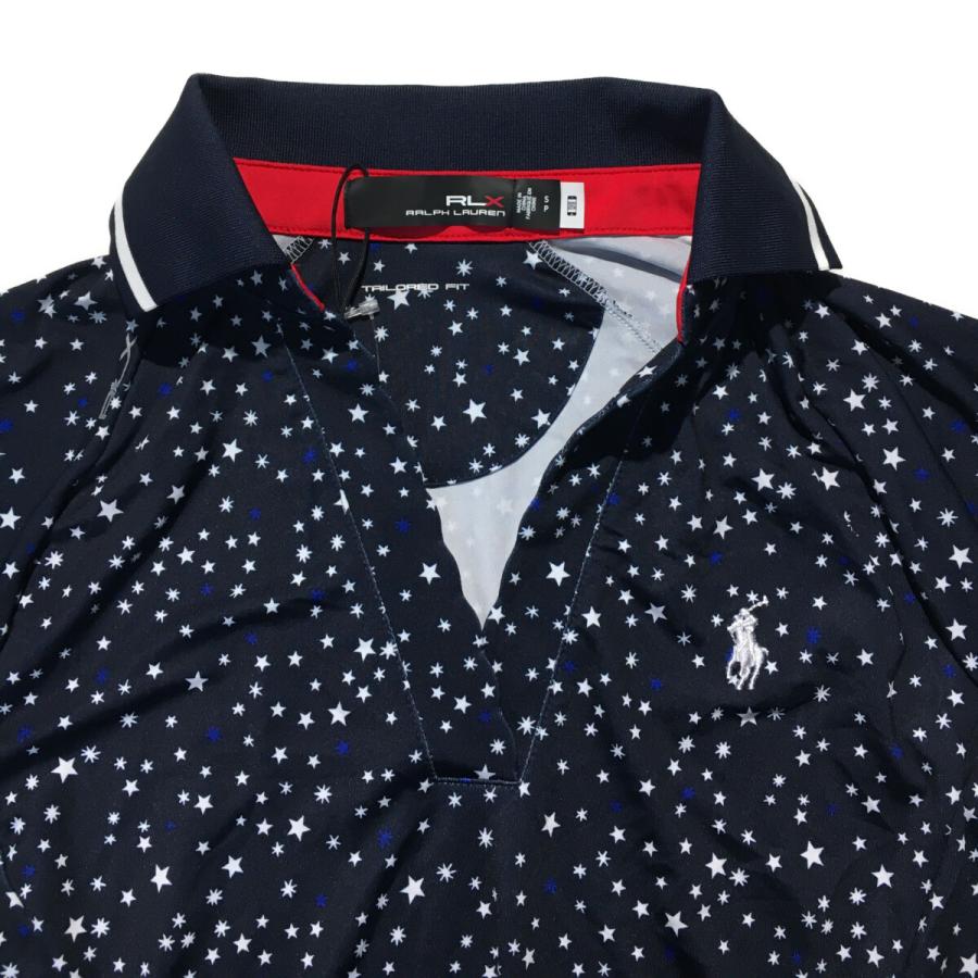 coco 未使用品 アールエルエックス ラルフローレン RLX RALPH LAUREN レディース 半袖シャツ  US S 紺 ネイビー スキッパー 星柄 coco 未使用品 アールエルエックス ラルフローレン レディース 半袖