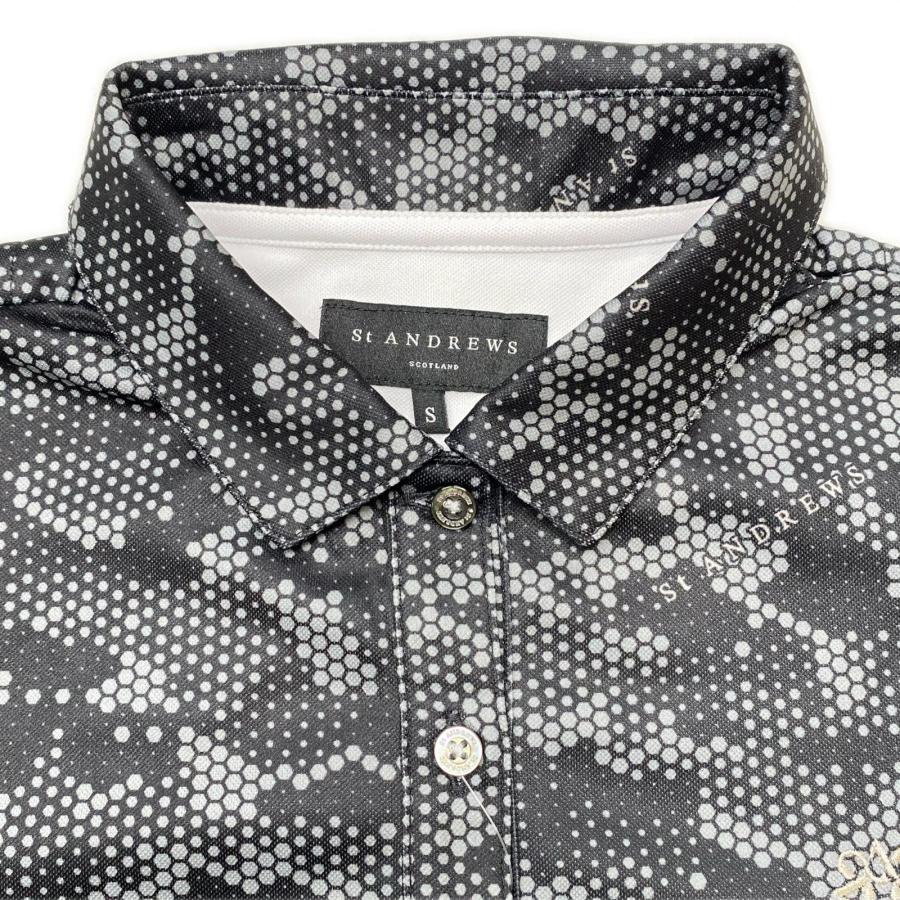 【新品】 St ANDREWS セントアンドリュース 総柄 ポロシャツ グレー coco 未使用品 セントアンドリュース StANDREWS レディース 半袖