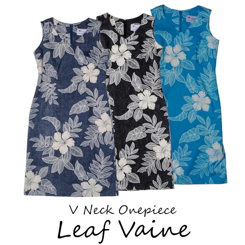 <J206892> Vネックワンピース レディース『 Leaf Vaine』全3色｜coco-j