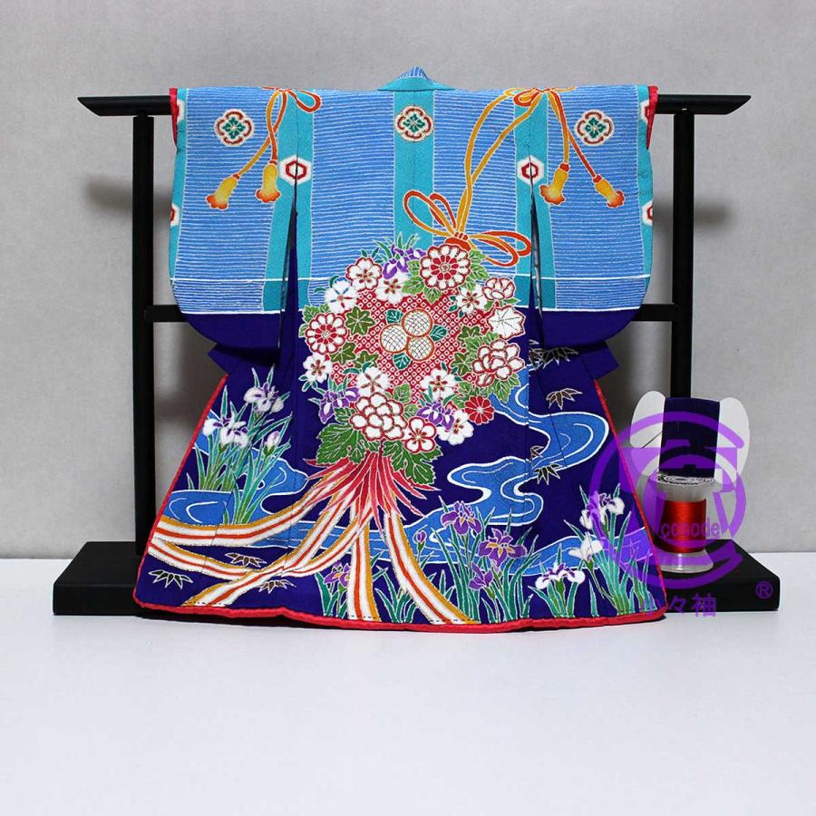 御簾に薬玉模様のミニチュア着物紺桔梗色 | cocosode | 04