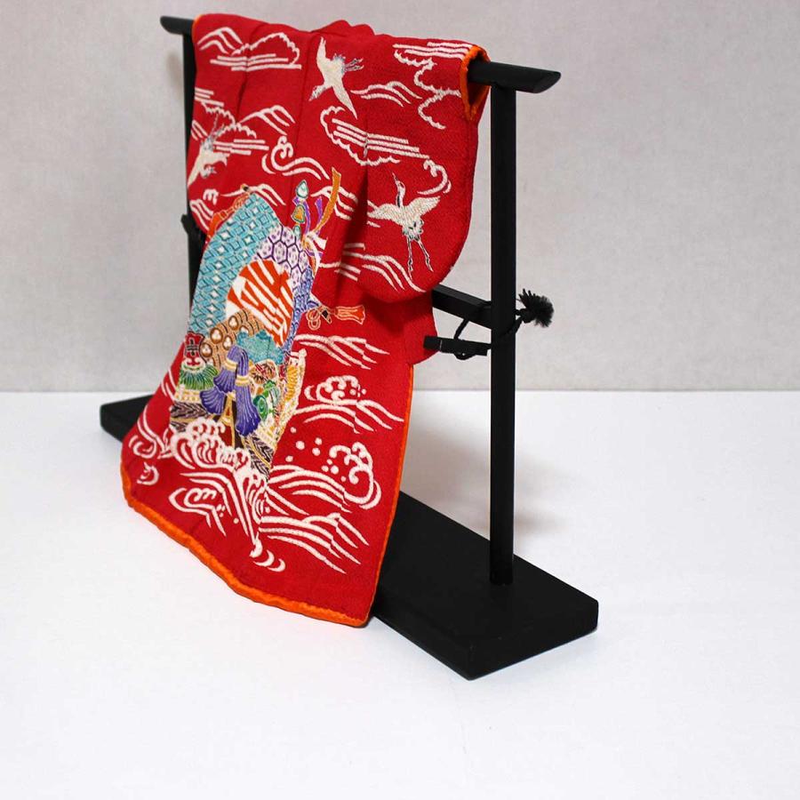 宝船と鶴亀模様のミニチュア着物（額装付き）赤地 | cocosode | 03