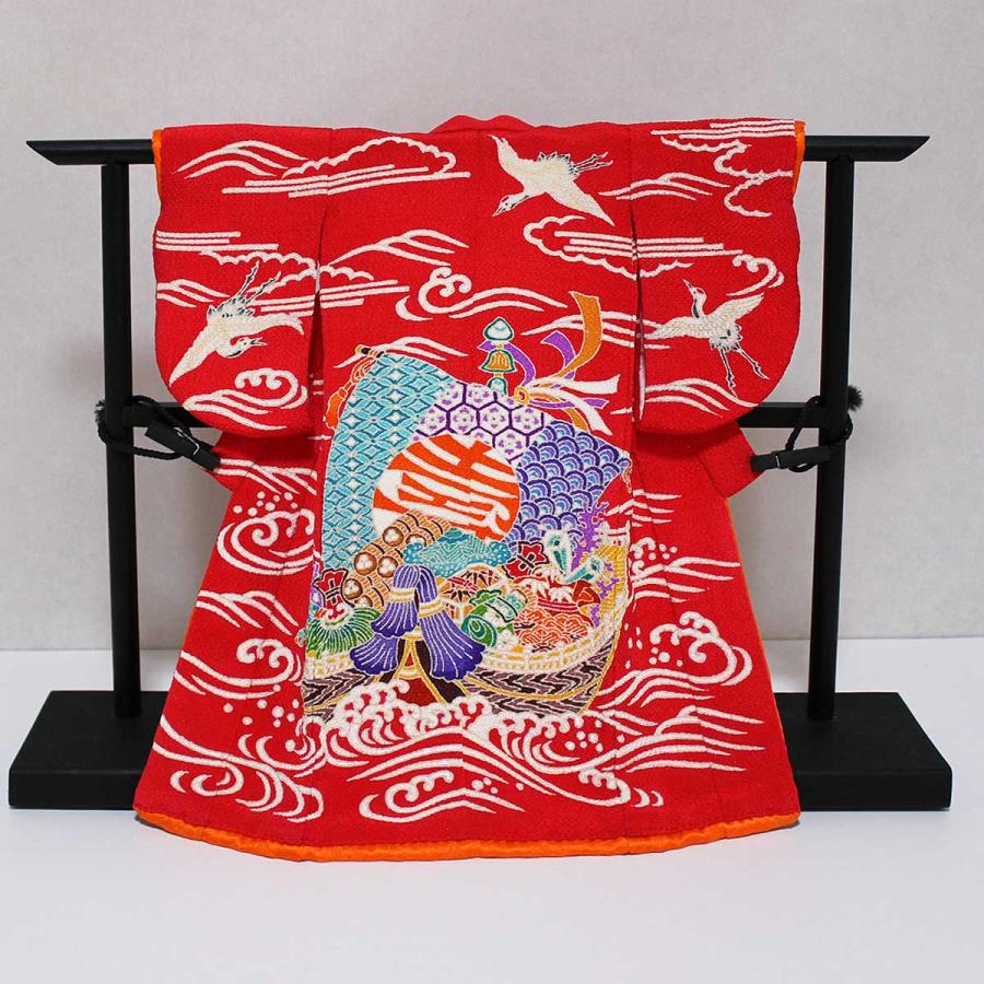 宝船と鶴亀模様のミニチュア着物（額装付き）赤地 | cocosode | 05