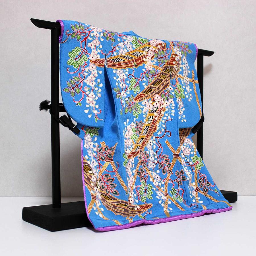 舟と藤花模様のミニチュア着物（額装付き）青地 | cocosode | 02