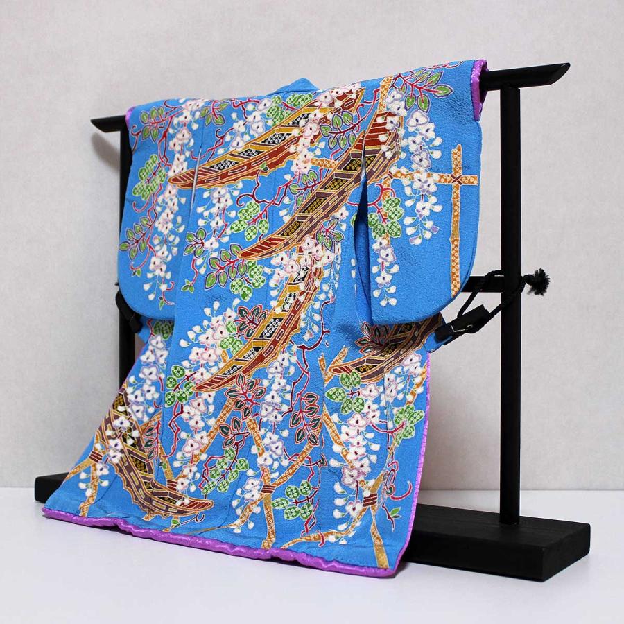 舟と藤花模様のミニチュア着物（額装付き）青地 | cocosode | 03