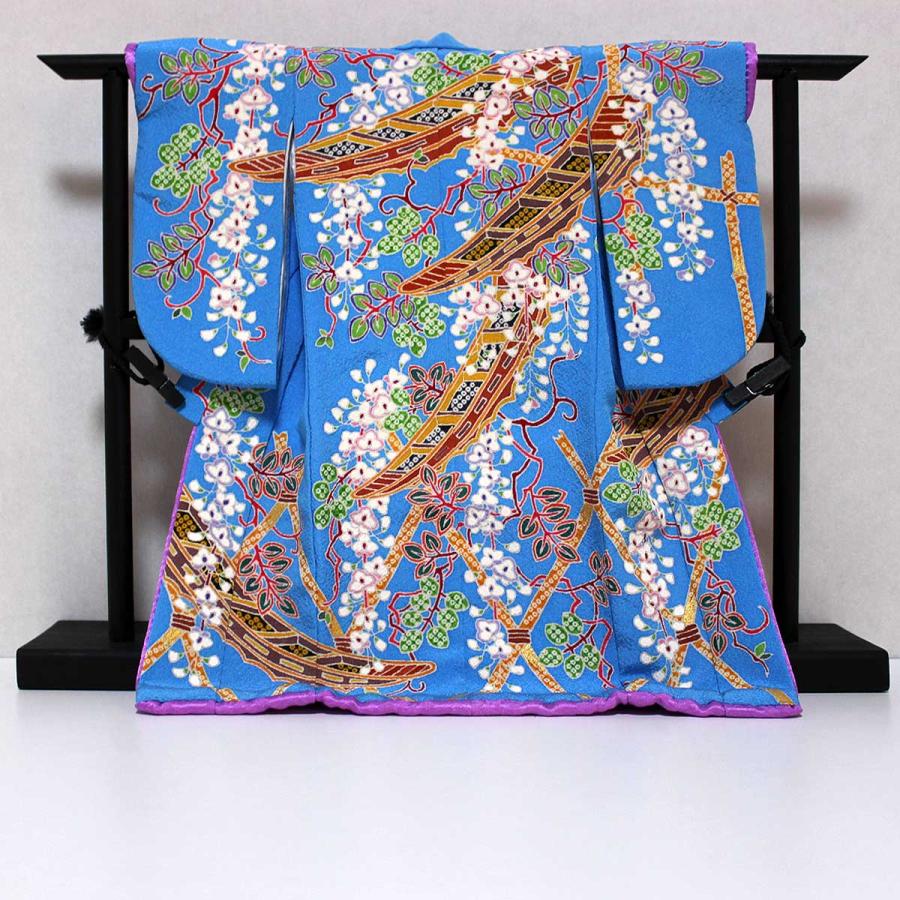 舟と藤花模様のミニチュア着物（額装付き）青地 | cocosode | 05