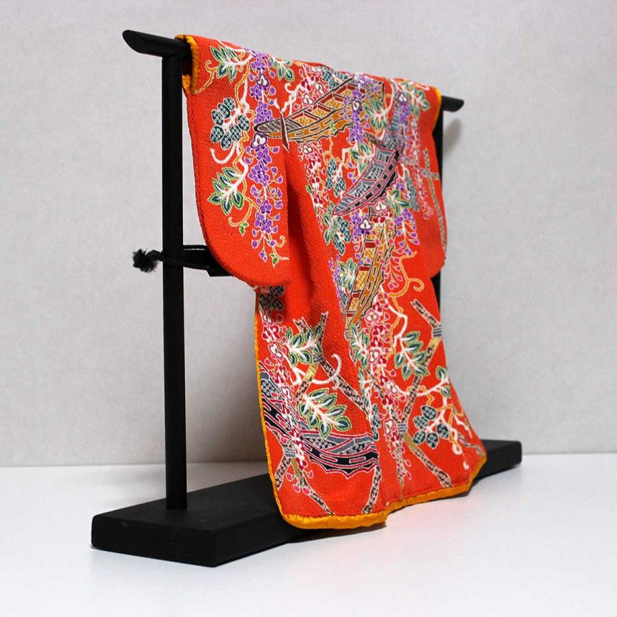 舟と藤花模様のミニチュア着物（額装付き）朱色地 | cocosode | 02