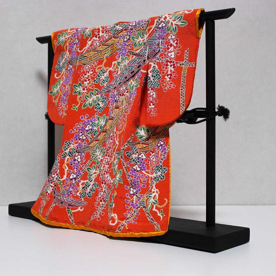 舟と藤花模様のミニチュア着物（額装付き）朱色地 | cocosode | 03