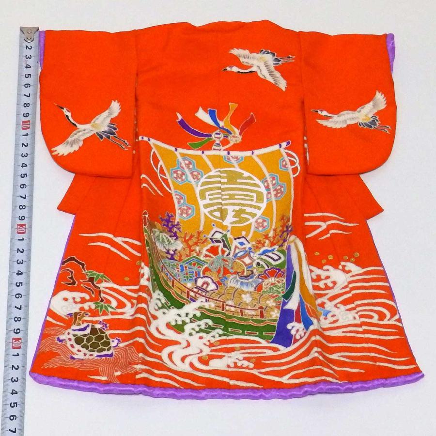 宝船と鶴亀模様のミニチュア着物（額装付き）朱色地 | cocosode | 01