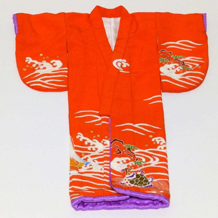 宝船と鶴亀模様のミニチュア着物（額装付き）朱色地 | cocosode | 02